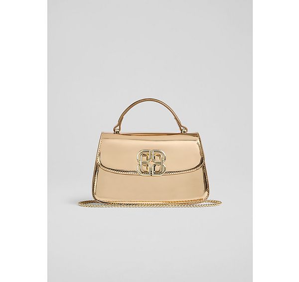 L.k. Bennett Annabelle Gold Patent Crossbody Bag