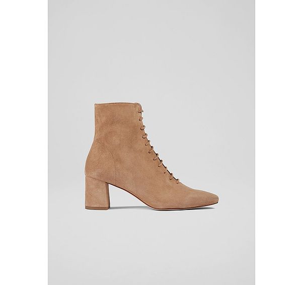 l.k. bennett Arabella Tan Suede Lace Up Ankle Boots