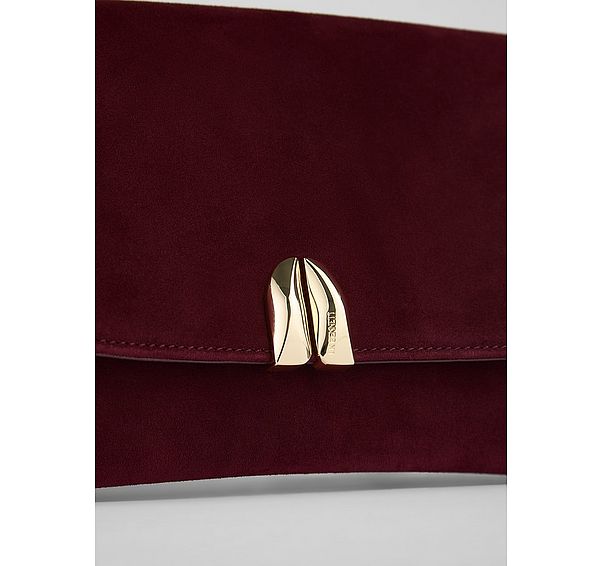 L.k. Bennett Aria Burgundy Suede Clutch Bag
