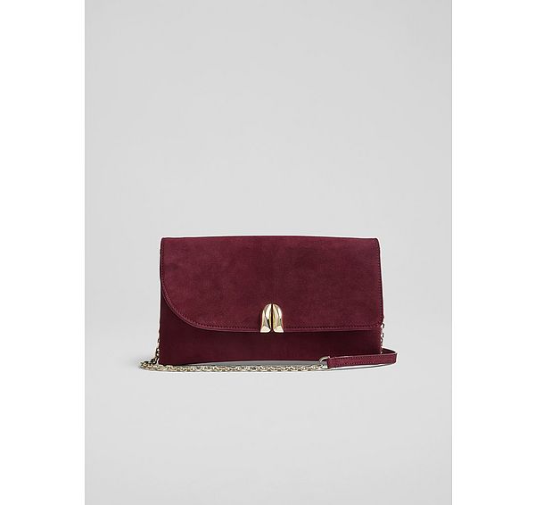 l.k. bennett Aria Burgundy Suede Clutch Bag
