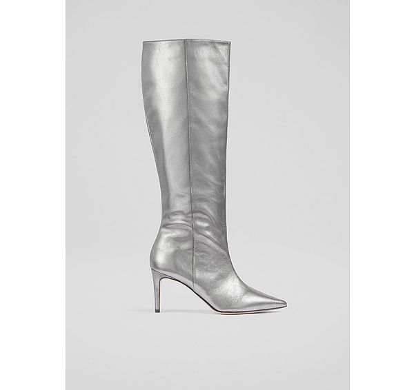 l.k. bennett Astrid Pewter Pointed Semi Fitted Boot