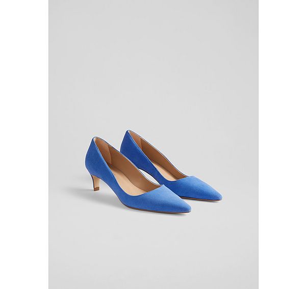 L.k. Bennett Ava Green Suede Kitten Heel Courts