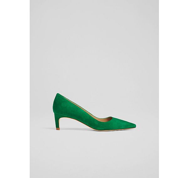 l.k. bennett Ava Green Suede Kitten Heel Courts