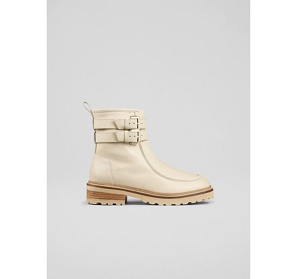 l.k. bennett Bennie Ecru Leather Ankle Boots