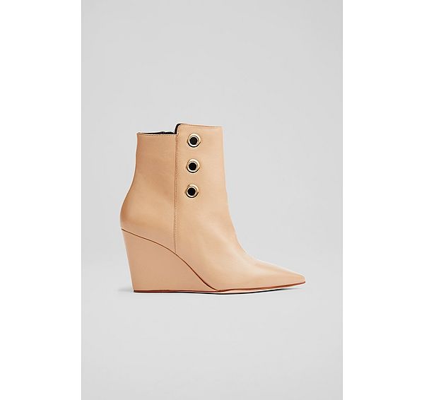 l.k. bennett Brie Beige Leather Wedge Ankle Boots
