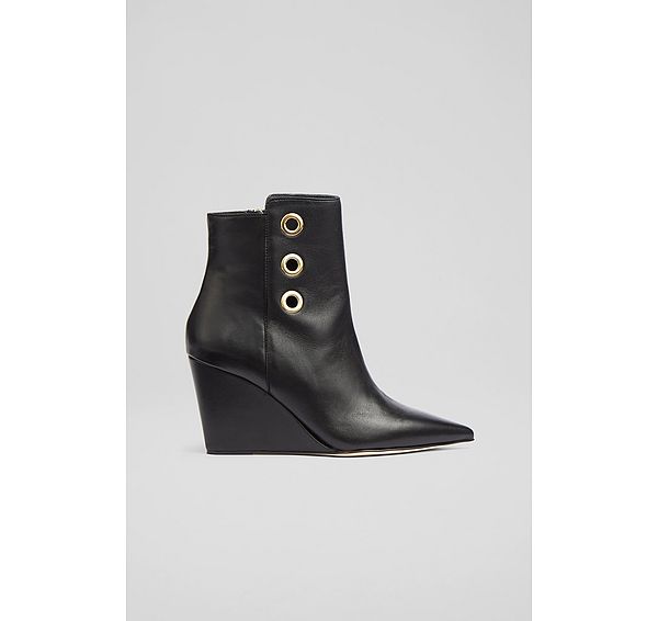 l.k. bennett Brie Black Leather Wedge Ankle Boots