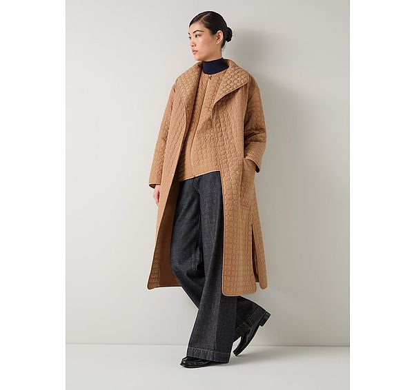 l.k. bennett Callie Camel Longline Quilted Coat
