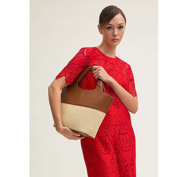 L.k. Bennett Carly Natural & Tan Crossbody Tote Bag