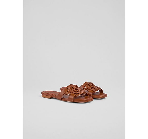 L.k. Bennett Casper Orange Leather Flats