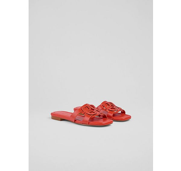 L.k. Bennett Casper Orange Leather Flats