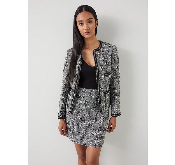 l.k. bennett Charlie Black & Ivory Tweed & Trim Jacket