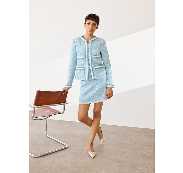 l.k. bennett Charlie Blue Tweed Trim Jacket