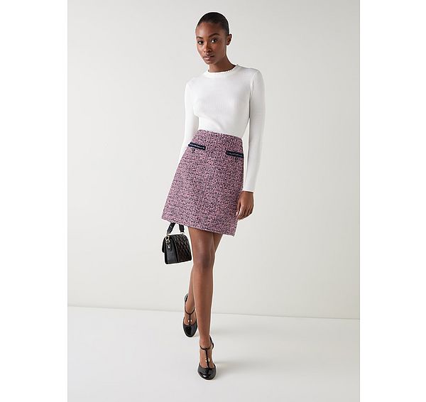 l.k. bennett Charlie Pink Recycled Tweed Skirt