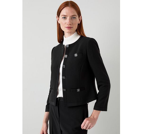 l.k. bennett Claire Black Plain Collarless Jacket