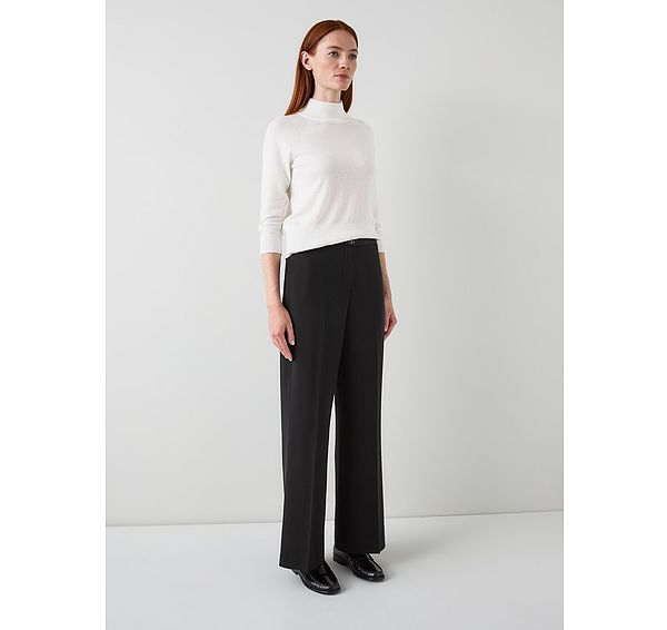 l.k. bennett Claire Black Plain Straight Trouser