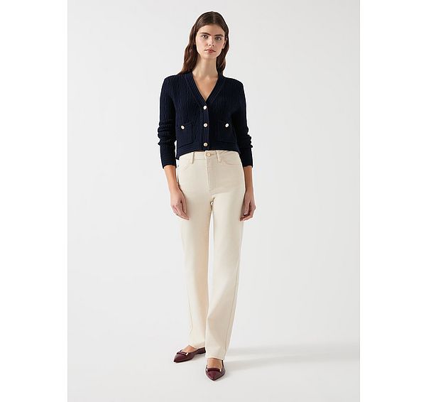 l.k. bennett Clara Cream Cotton Straight Leg Jean