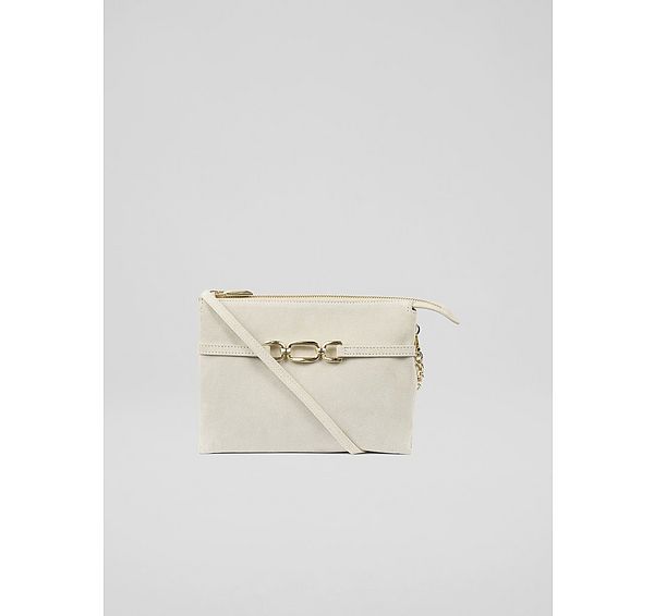 l.k. bennett Cleo Cream Suede Snaffle Clutch Bag