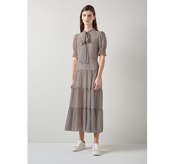 l.k. bennett Coco Ecru Polka Dot Dress