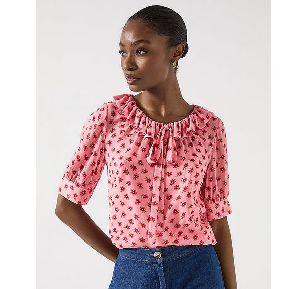 l.k. bennett Coco Frilled Pink Blouse