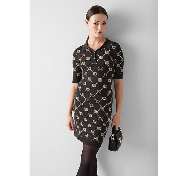 l.k. bennett Dakota Black and Camel Monogram Dress