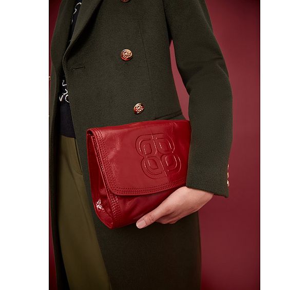 l.k. bennett Dana Emboss Red Crossbody Bag