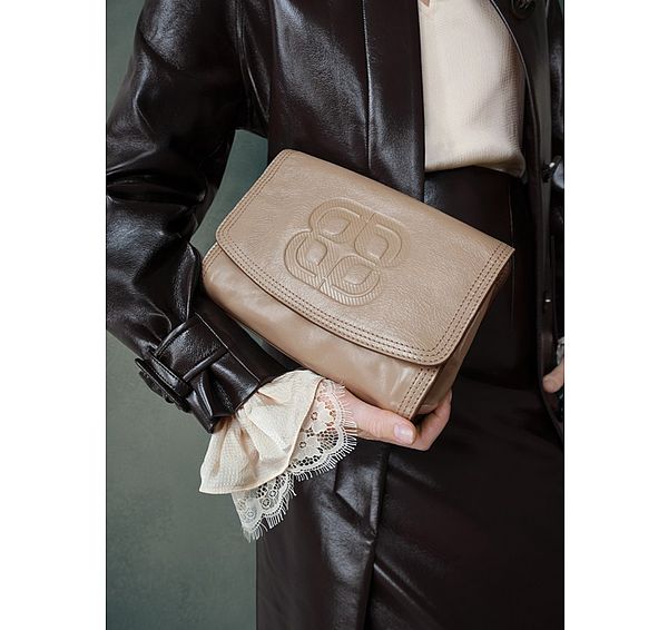 l.k. bennett Dana Emboss Taupe Crossbody Bag