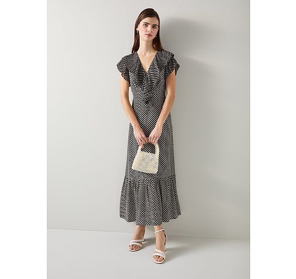 l.k. bennett Daphne Polka Dot Pleated Dress