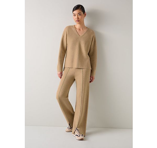 l.k. bennett Dee Camel Knitted Drawstring Trousers