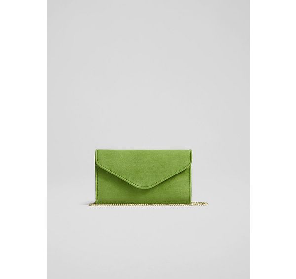 l.k. bennett Dominica Apple Green Suede Clutch Bag