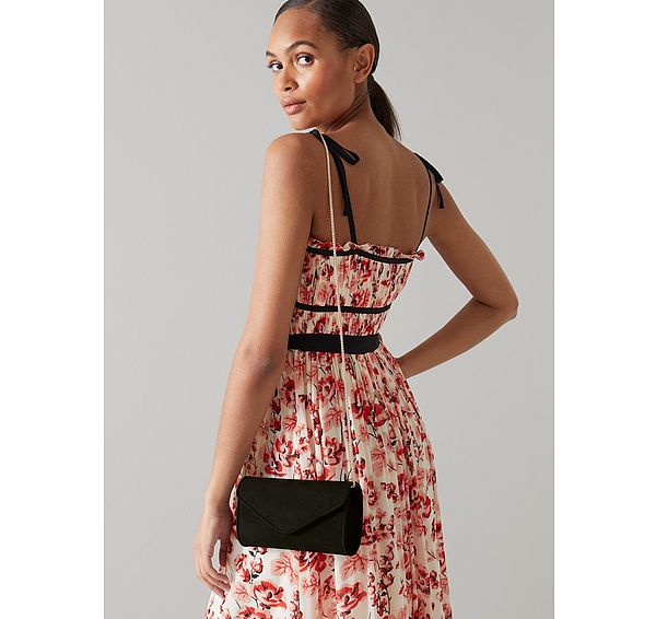 L.k. Bennett Dominica Black Suede Clutch Bag