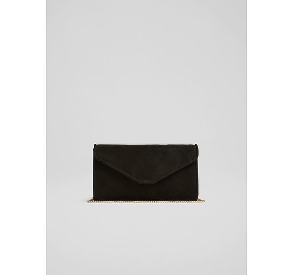 l.k. bennett Dominica Black Suede Clutch Bag