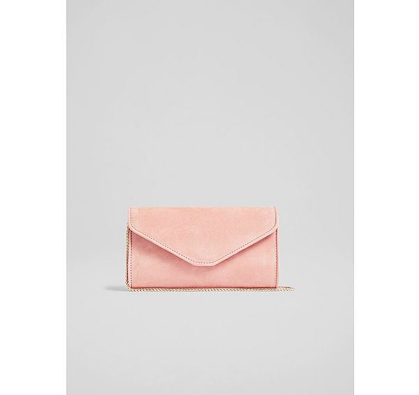 l.k. bennett Dominica Clay Pink Suede Clutch Bag