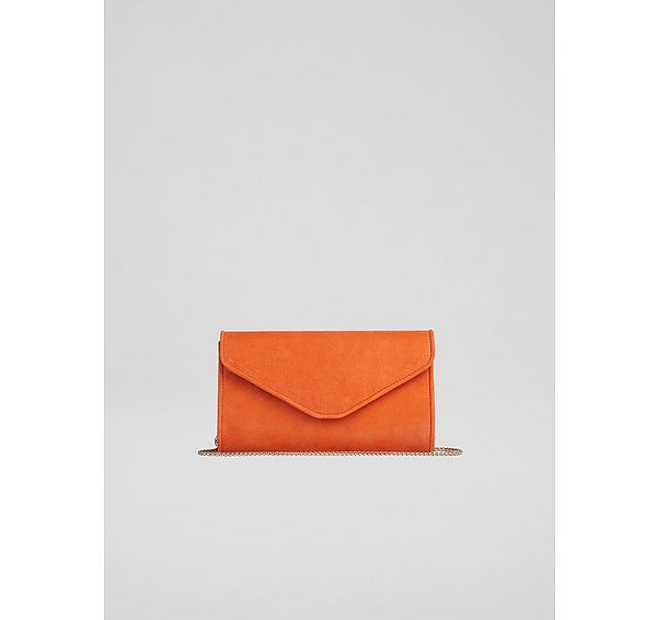 l.k. bennett Dominica Orange Suede Clutch Bag