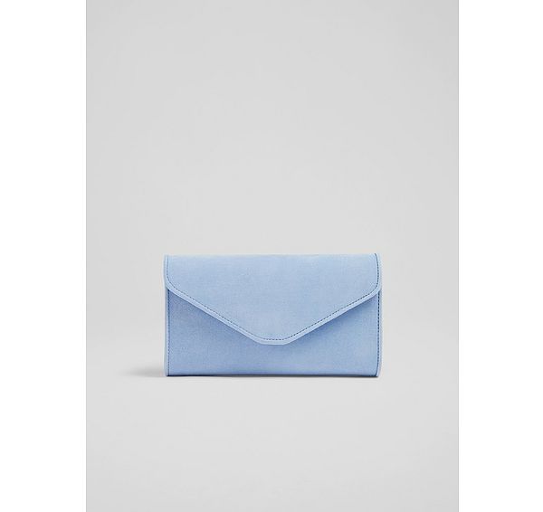 l.k. bennett Dominica Pale Blue Suede Clutch Bag