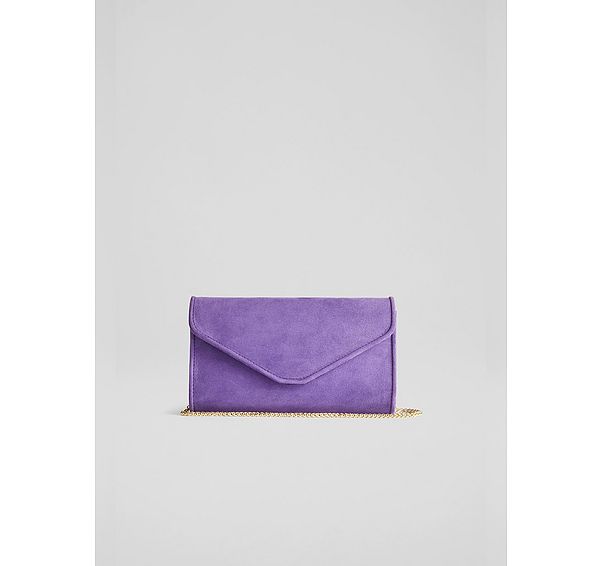 l.k. bennett Dominica Plum Suede Clutch Bag