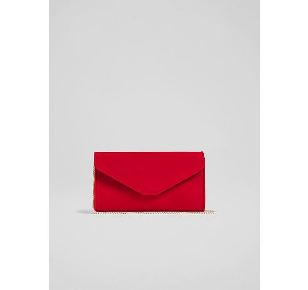 l.k. bennett Dominica Red Suede Clutch Bag