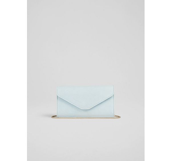 l.k. bennett Dominica Sea Green Suede Clutch Bag