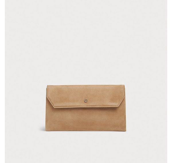l.k. bennett Dora Beige Suede Envelope Clutch