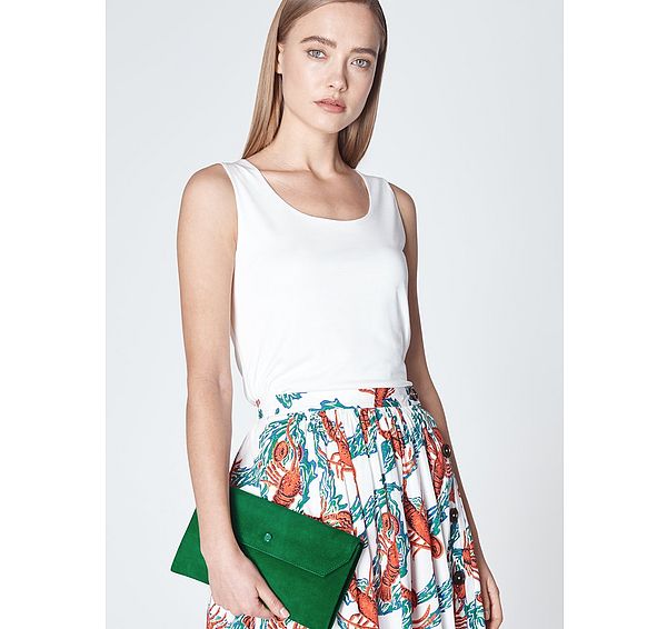 l.k. bennett Dora Green Suede Envelope Clutch