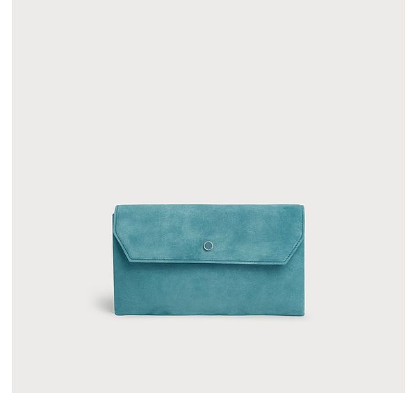l.k. bennett Dora Light Blue Suede Clutch