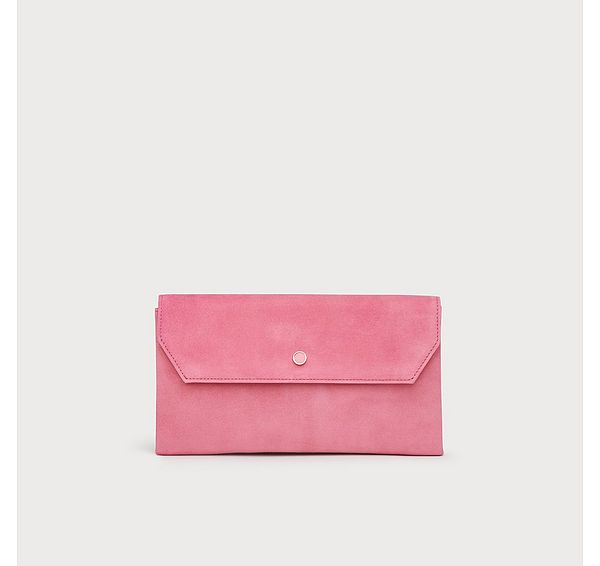 l.k. bennett Dora Pink Suede Envelope Clutch
