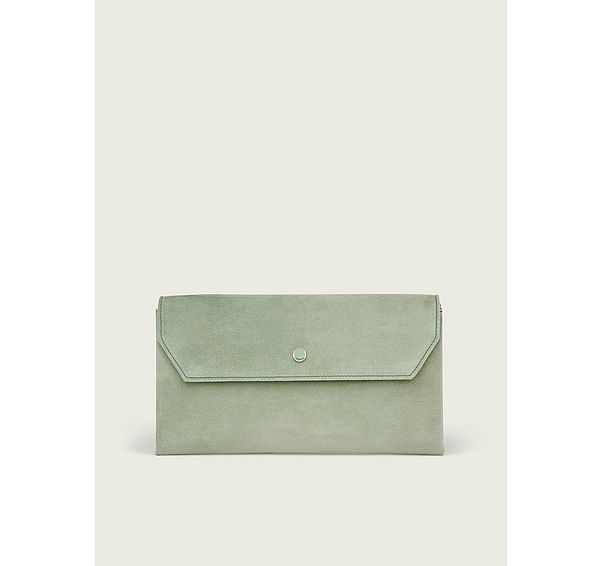 L.k. Bennett Dora Soft Green Suede Clutch