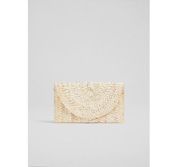 l.k. bennett Dove Natural Straw Envelope Clutch