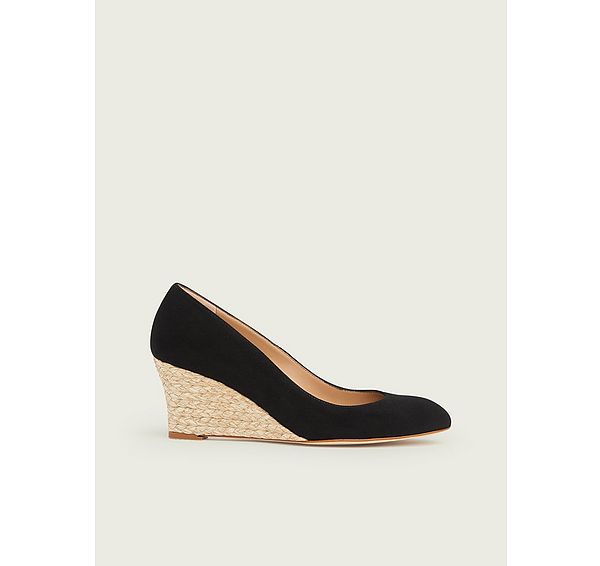 l.k. bennett Eevi Black Suede Espadrille Wedges