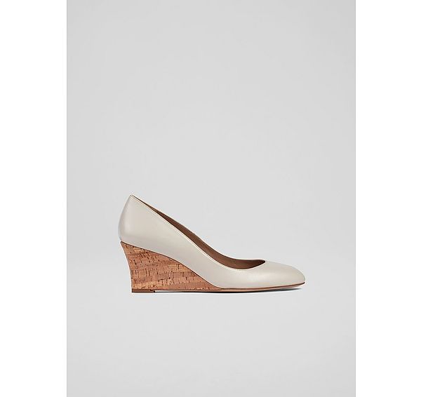 l.k. bennett Eevi Ecru Leather Cork Wedges