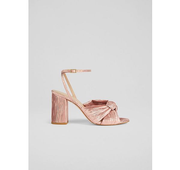 l.k. bennett Eliana Pink Crinkle Satin Sandals