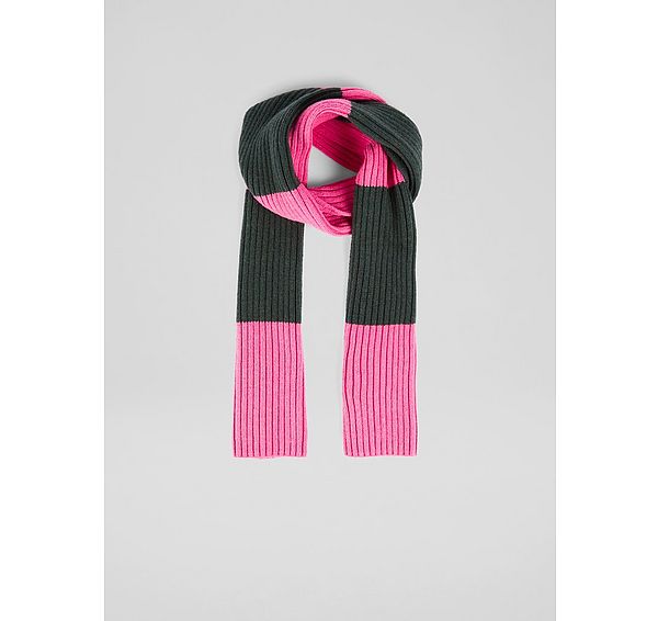l.k. bennett Elodie Pink & Green Mix Rib Knit Scarf