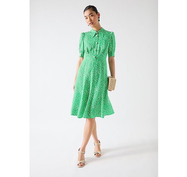l.k. bennett Esme Green & Birch Spot Print Dress