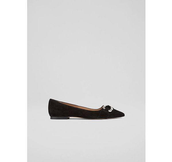l.k. bennett Ethel Black Suede Pointed Flats