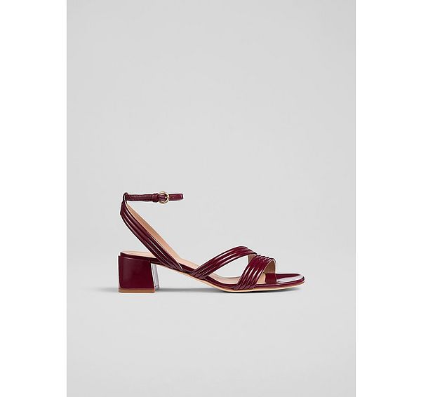 l.k. bennett Etta Bordeaux Patent Strap Block Heels